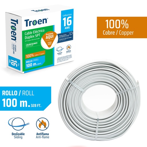 [7-527] CABLE SPT 2X16 100 MTS 100% COBRE TROEN 7-527