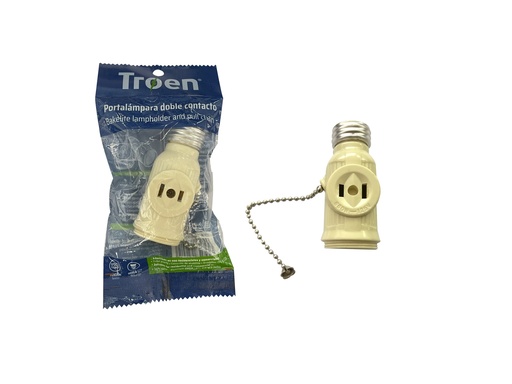 [7-529] SOCATE DOBLE E27 C/CADENA BEIGE TROEN 7-529