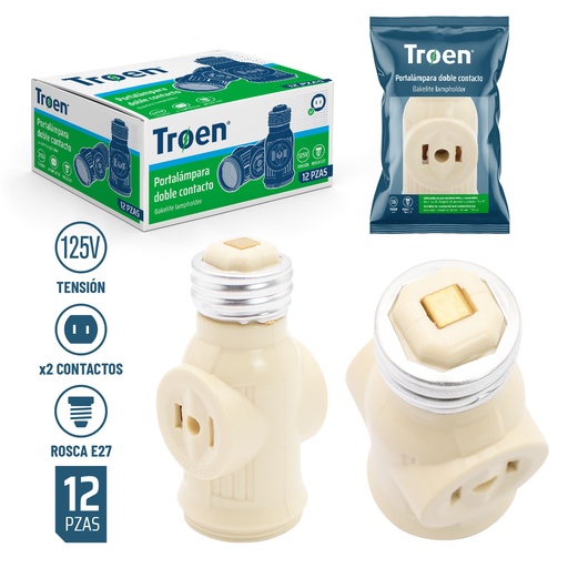 [7-530] SOCATE DOBLE E27 C/SWITCH BEIGE TROEN 7-530