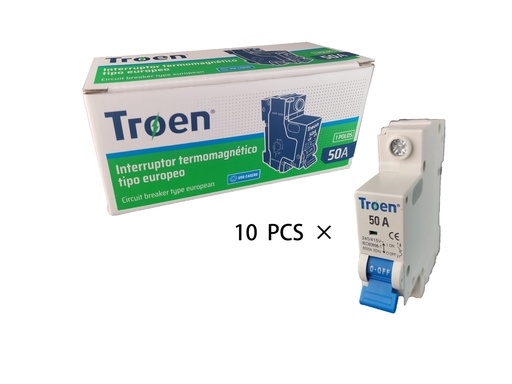 [7-554] [7-554] BREAKER TERMOMAGNETICO 1P x 50 AMP TROEN 7-554