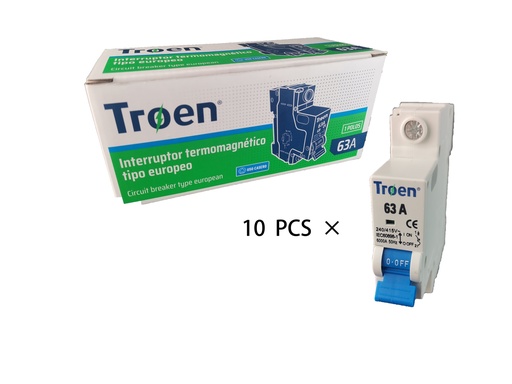 [7-555] BREAKER TERMOMAGNETICO 1P x 63 AMP TROEN 7-555
