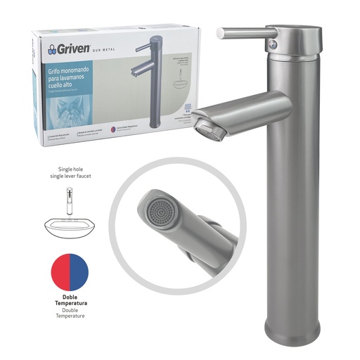 [7-576] LLAVE LAVAMANO ALTA MONOMANDO GRIVEN GUN M 7-576