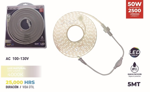 [7-582] CINTA LED LUZ NAT 5 MTS x 50W IP65 C/CONECTOR ANGEL L 7-582