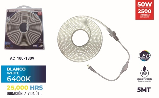 [7-584] CINTA LED BLANCO 5 MTS x 50W IP65 C/CONECT ANGEL L 7-584