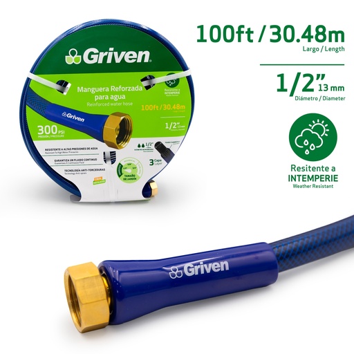 [7-596] MANGUERA CUL C/CONEX 1/2" x 30,48 MTS GRIVEN 7-596