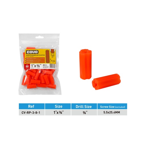 [7-638] RAMPLUG NARANJA 3/8 x 50 PCS COVO 7-638