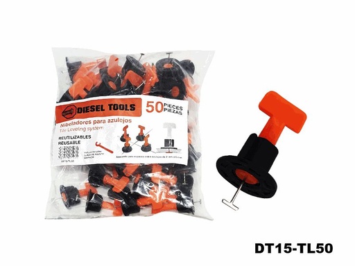 [7-669] NIVELADORES REUSABLE P/BALDOSAS x 50 UNID DIESEL TOOLS 7-669