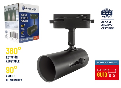 [7-765] CABEZAL NEGRO P/RIEL S/BOMBILLO ANGEL LIGHT 7-765