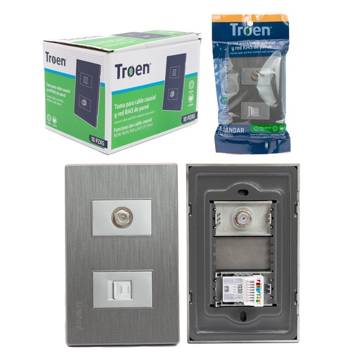 [7-779] TOMA P/CABLE COAXIAL / RJ45 GRIS TROEN 7-779