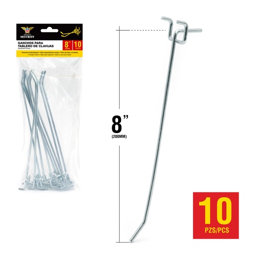 [7-790] GANCHO P/COLGAR 200MM x 10 UNID SECURITY 7-790