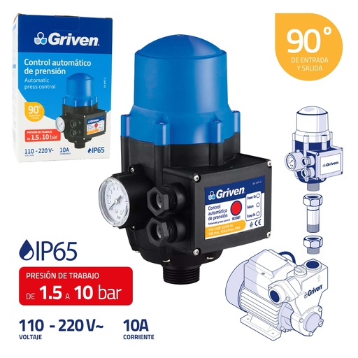 [7-815] PRESS CONTROL C/MANOMETRO 110/220V GRIVEN 7-815