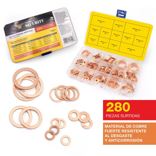 [7-832] SET ARANDELA COBRE x 280 UNID SECURITY 7-832