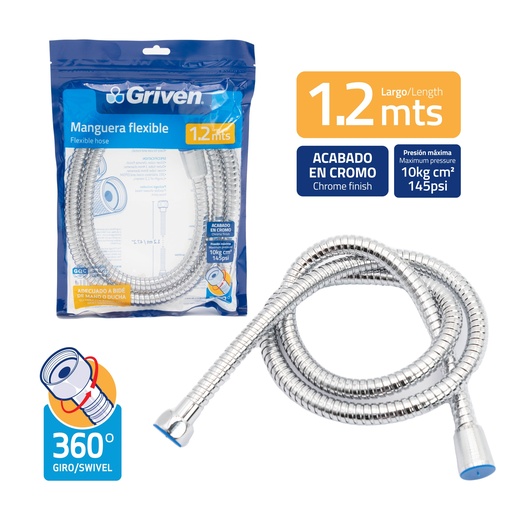 [7-833] MANGUERA P/DUCHA TELÉFONO 1.2MTS GRIVEN 7-833