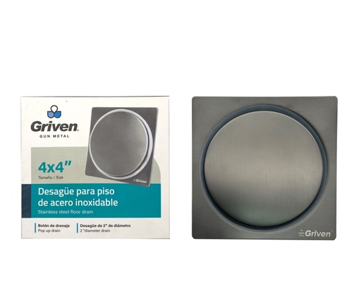 [7-854] REJILLA CUADRADA PUSH BUTTOM GRIVEN GUN METAL 7-854