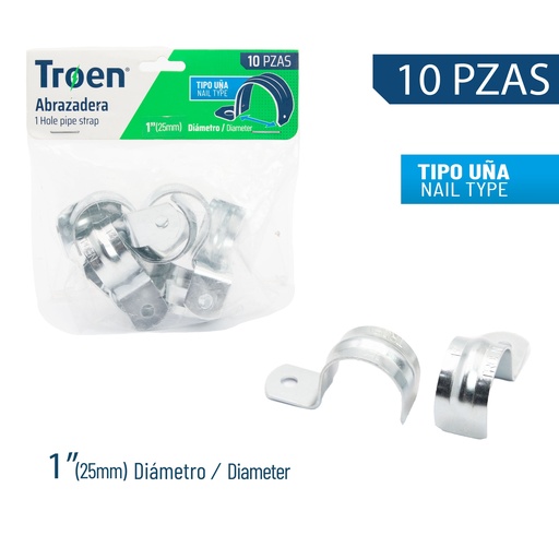 [7-873] ABRAZADERA EMT SENCILLA x 1" X 10 UNID TROEN 7-873