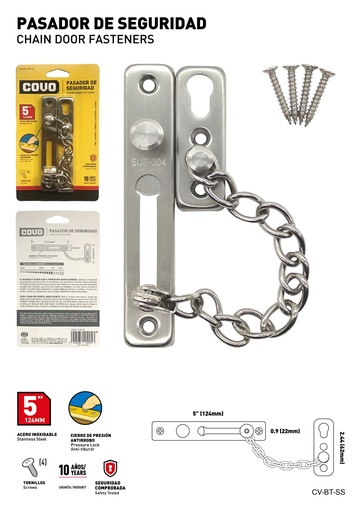 [7-913] PASADOR DE SEGURIDAD C/CADENA 5" COVO 7-913