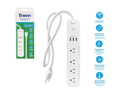 [7-960] REGLETA WIFI 4T + 3USB TROEN SMART 7-960