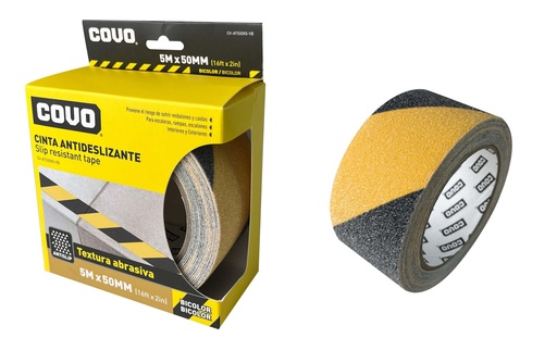[7-964] CINTA ANTIDESLIZANTE NEGR/AMAR 50MMx5MTS COVO 7-964
