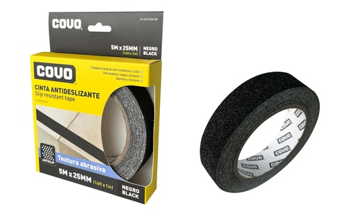 [7-967] CINTA ANTIDESLIZANTE NEGRA 25MMx5MTS COVO 7-967