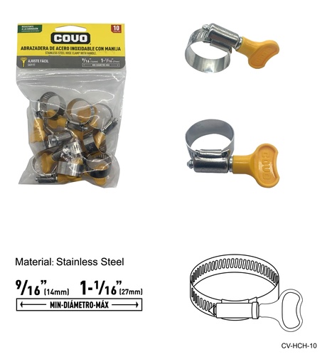 [7-987] ABRAZADERAS C/MANGO 9/16" - 1 1/16" x 10 UNID COVO 7-987