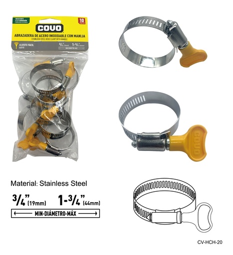 [7-990] [7-990] ABRAZADERAS C/MANGO 3/4" - 1 3/4" x 10 UNID COVO 7-990