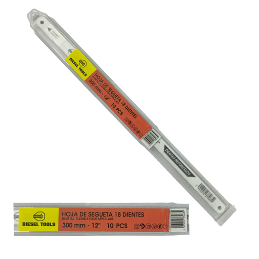 [8-088] HOJA SEGUETA 12" 18TPI x 10 UNID DIESEL TOOLS 8-088