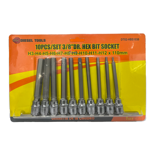[8-121] JUEGO DADOS 3/8 x 10 PCS DIESEL TOOLS 8-121
