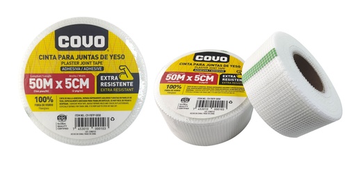 [8-177] CINTA FIBRA DE VIDRIO P/DRYWALL 5 CM X 50 MTS COVO 8-177