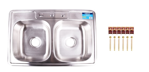 [5-137] FREGADERO ACERO INOX 84X56CM DOBLE GRIVEN 5-137