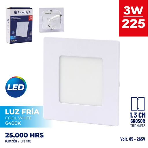 [5-175] PANEL LED EMPOTRAR CUADRADA 3W ANGEL 85-265V 5-175