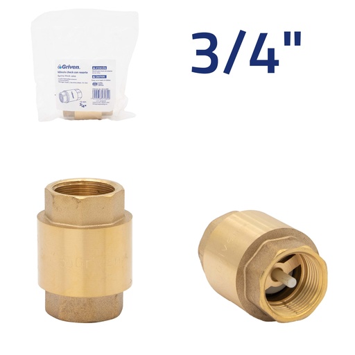 [5-182] VALVULA CHECK BRONCE x 3/4" ASIENTO PLASTICO GRIVEN 5-182
