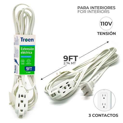 [5-191] [5-191] EXTENSION ELECTRICA BLANCA 2.74 MTS TROEN 5-191