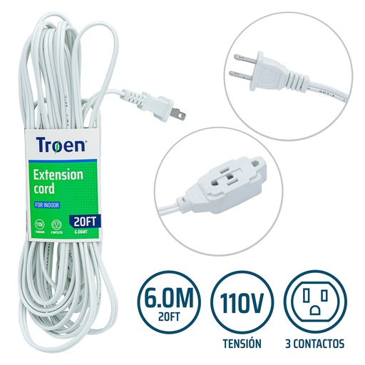 [5-194] [5-194] EXTENSION ELECTRICA BLANCA 6 MTS TROEN 5-194