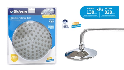 [5-200] REGADERA REDONDA DE 8¨ C/TUBO GRIVEN 5-200