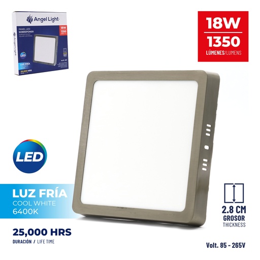 [5-239] PANEL LED SUPER NIQUE CUADRA 18W 85-265V 5-239