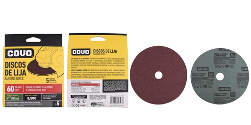 [5-252] DISCO DE LIJA 7" GRANO 60 x 5 UNID COVO 5-252
