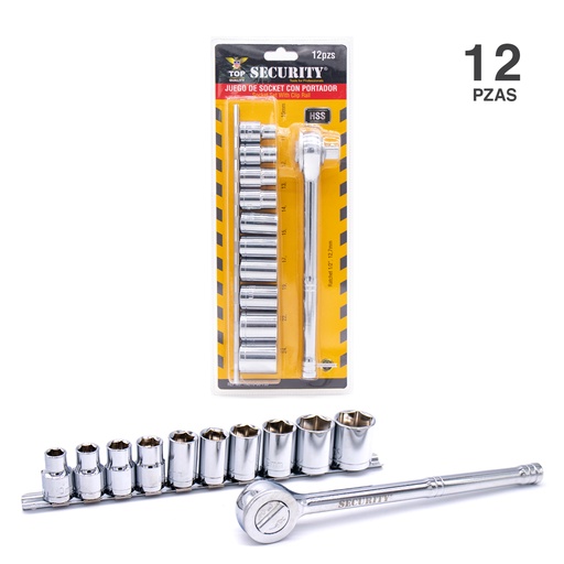 [5-266] JUEGO DADOS C/RACHET 1/2" 12PCS SECURITY 5-266