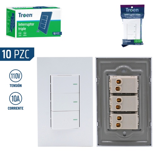 [5-295] INTERRUPTOR TRIPLE BLANCO TROEN 5-295