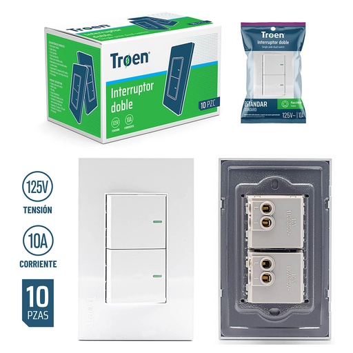 [5-296] [5-296] INTERRUPTOR DOBLE BLANCO TROEN 5-296