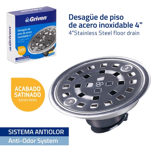 [5-322] REJILLA REDONDA CROMADA ANTI OLOR GRIVEN 5-322