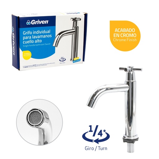 [5-328] LLAVE LAVAMANO INDIVIDUAL METALICA GRIVEN 5-328