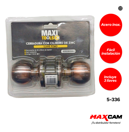 [5-336] CERRADURA DE POMO COBRE MAXI TOOL 5-336