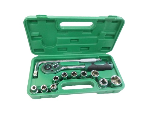 [5-345] JUEGO DADOS C/RACHET 1/2" 12 PCS 5-345