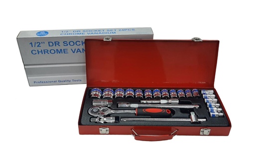 [5-346] JUEGO DADOS C/RACHET 1/2" 25 PCS 5-346