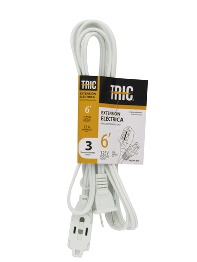 [5-378] EXTENSION ELECTRICA BLANCA 2x18 6FT TRIC 5-378