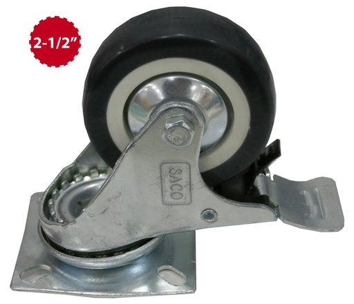 [5-401] RUEDA GIRATORIA C/FRENO NEGRA 2 1/2" SACO 5-401