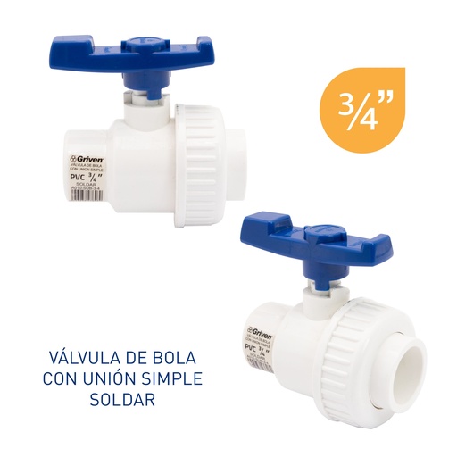 [5-469] LLAVE DE BOLA C/UNION 3/4" SOLDAR GRIVEN 5-469