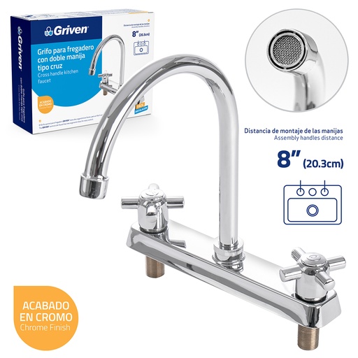 [5-473] LLAVE FREGADERO DOBLE 8" GRIVEN 5-473
