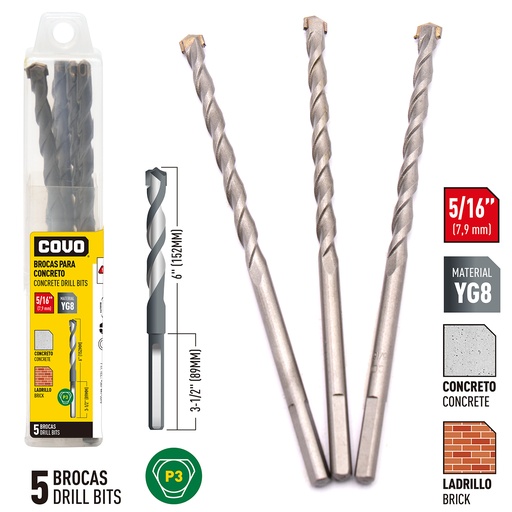 [5-553] MECHA CONCRETO x 5/16 COVO x 5 UNID 5-553