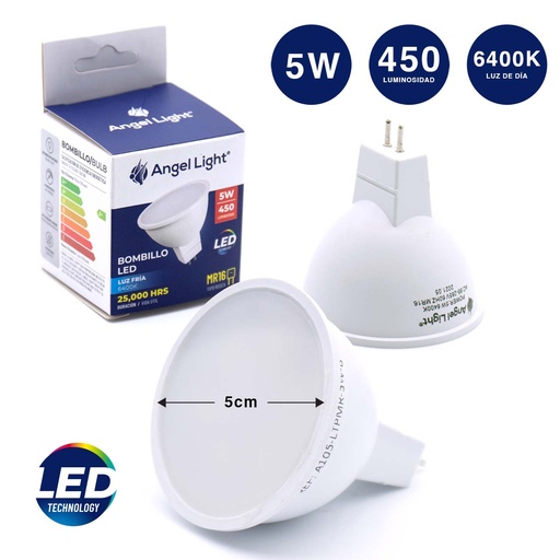 [5-594] BOMBILLO DICROICO LED 5W MR16 ANGLE LIGHT 5-594 (DESC) 